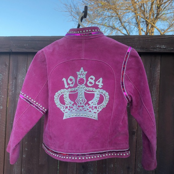Vintage Hot Pink Kids Suede Jacket